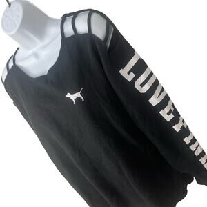PINK Victoria's Secret Sweatshirt Medium Black Cut-off Cutouts